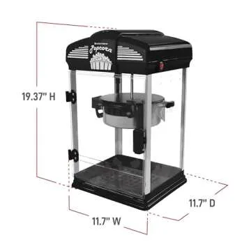 West Bend Stir Crazy Movie Theater Popcorn Popper, Gourmet Popcorn Maker Machine with Nonstick Popcorn Kettle, Measuring Tool and Popcorn Scoop for Popcorn Machine, 4 Qt., Black