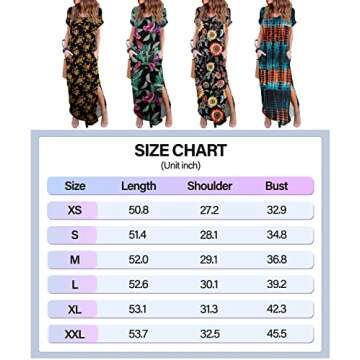 HUSKARY Women's Summer Tie Dye Maxi Dresses Casual Short Sleeve Long Split Dress -Tie Dye Brown