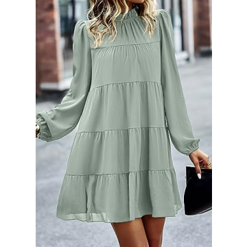 KIRUNDO Women's Long Sleeve Ruffle Dress for All Occasions