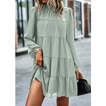 KIRUNDO Women's Long Sleeve Ruffle Dress for All Occasions