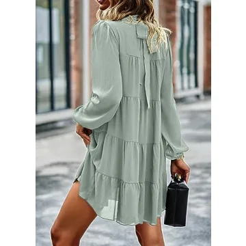 KIRUNDO Women's Long Sleeve Ruffle Dress for All Occasions