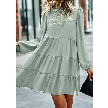 KIRUNDO Women's Long Sleeve Ruffle Dress for All Occasions