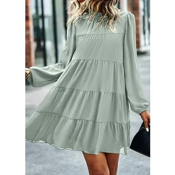 KIRUNDO Women's Long Sleeve Ruffle Dress for All Occasions