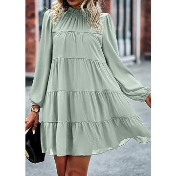 KIRUNDO Women's Long Sleeve Ruffle Dress for All Occasions