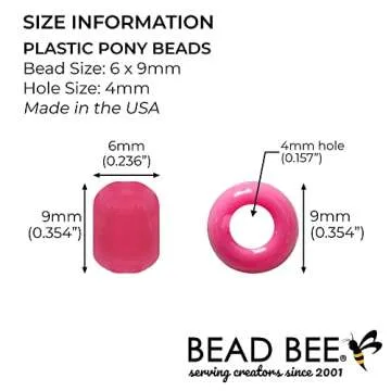 Pink Mix Pony Beads, Made in The USA, 6 x 9mm, Plastic Craft Beads for Banners, Concert Festival Bracelets, Necklaces, Key Chains & Jewelry, Hair braiding, Arts & Crafts, Bulk 500 Beads