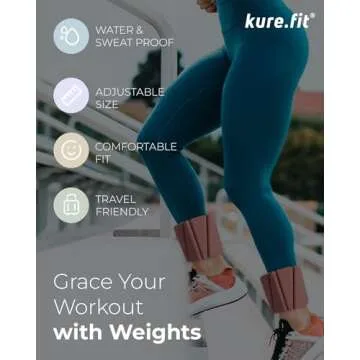 kure.fit Adjustable Wrist & Ankle Weights Set - 1lb Pairs | Versatile for Yoga, Walking, Running, Barre, Pilates, Cardio & Aerobics | Wearable Bracelets for Women & Men | Home & Gym Workouts | Peach