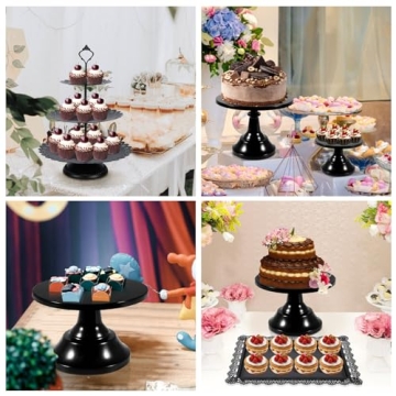 Elegant tchrules Black Cake Stands Set for Celebrations