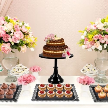 Elegant tchrules Black Cake Stands Set for Celebrations