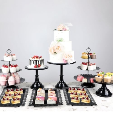 Elegant tchrules Black Cake Stands Set for Celebrations