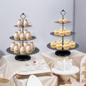 Elegant tchrules Black Cake Stands Set for Celebrations