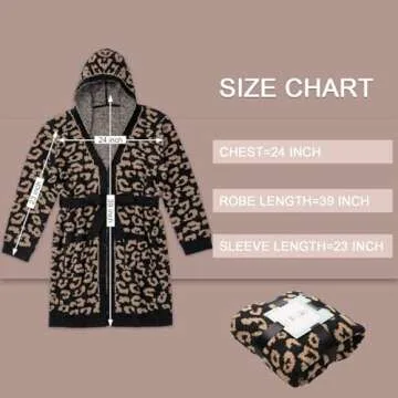 bearberry Hooded Robe Cozy In The Wild Robe Lightweight Soft Plush Bathrobe Sleepwear Nightgown with Pockets for Women (Leopard)