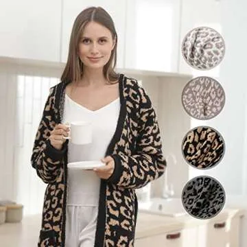 bearberry Hooded Robe Cozy In The Wild Robe Lightweight Soft Plush Bathrobe Sleepwear Nightgown with Pockets for Women (Leopard)