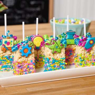 DECOPAC Quins Fancy Sprinkles, 19.5oz, Candy Sprinkles in Handheld Container, Edible Sprinkles For Celebration Cakes, Cupcakes, Cookies - Neon Bright Confetti Quins