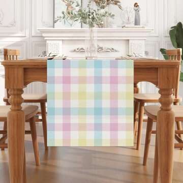 Jiudungs Linen Buffalo Check Plaid Spring Table Runner 72 Inches Long Farmhouse Spring Summer Easter...