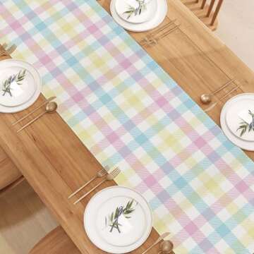 Jiudungs Linen Buffalo Check Plaid Spring Table Runner 72 Inches Long Farmhouse Spring Summer Easter Table Decoration for Home Kitchen Dining Room