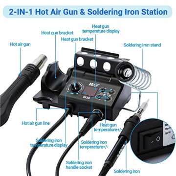 BACOENG 2 in 1 882D Soldering Iron Hot Air Rework Station with LED Display and ℉/℃ Conversion