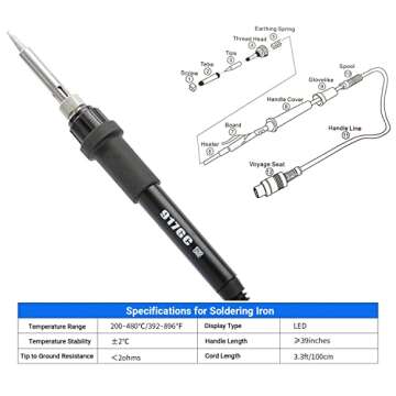 BACOENG 2 in 1 882D Soldering Iron Hot Air Rework Station with LED Display and ℉/℃ Conversion