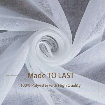 Anjee White Sheer Curtains, 96" Long, 4 Panels