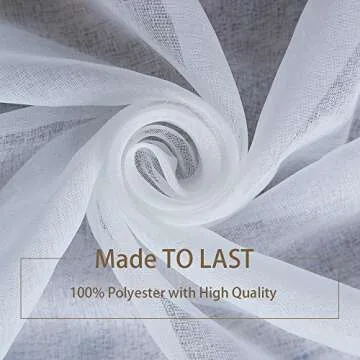 Anjee White Sheer Curtains, 96" Long, 4 Panels