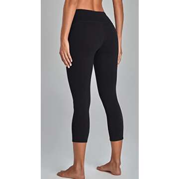 Oalka Women's Yoga Capris Running Pants Workout Leggings Black S