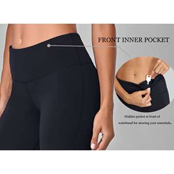 Oalka Women's Yoga Capris Running Pants Workout Leggings Black S