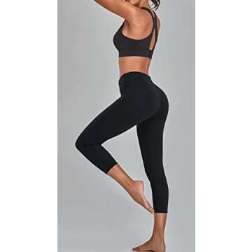 Oalka Women's Yoga Capris Running Pants Workout Leggings Black S