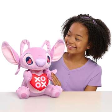 Just Play Disney Stitch Lots of Love 13-inch Large Plush Angel Stuffed Animal, Pink, Alien, Soft Plu...