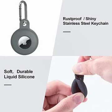 4 Pack Airtag Holder for Apple Air Tag Holder, Airtag Case with Anti-Lost Keychain Key Ring, Silicon...