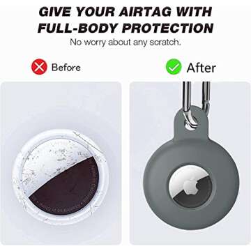 4 Pack Airtag Holder for Apple Air Tag Holder, Airtag Case with Anti-Lost Keychain Key Ring, Silicone Protective Cover Suitable for Kids' Backpacks, Dog Collars, Multi-Color Airtag Accessories