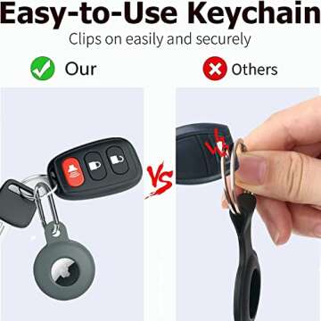 4 Pack Airtag Holder for Apple Air Tag Holder, Airtag Case with Anti-Lost Keychain Key Ring, Silicone Protective Cover Suitable for Kids' Backpacks, Dog Collars, Multi-Color Airtag Accessories
