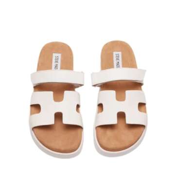 Steve Madden Women's Mayven Slide Sandal, White Camel, 9.5