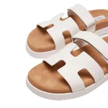 Steve Madden Women's Mayven Slide Sandal, White Camel, 9.5