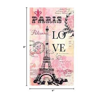 Amscan Pink Paris Love Designer Guest Towels, 8" x 4" (16-Pack) - Elegant Eiffel Tower-Designed Towels, Perfect Embellishments for Parties & Events