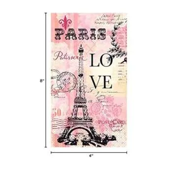 Amscan Pink Paris Love Designer Guest Towels, 8" x 4" (16-Pack) - Elegant Eiffel Tower-Designed Towels, Perfect Embellishments for Parties & Events