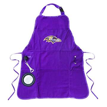 Team Sports America NFL Baltimore Ravens Ultimate Grilling Apron | Bottle Opener and Insulated Bever...
