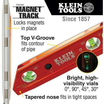 Klein Tools 935RBLT Lighted Torpedo Level & Gauge