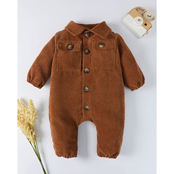 Newborn Baby Boy Corduroy Long Sleeve Jumpsuit Outfit
