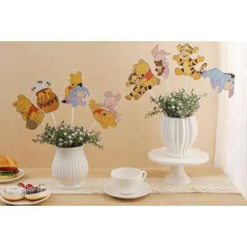 24PCS Winnie Party Decorations,Centerpieces Decorations Stick Table Toppers For Birthday Party Supplies Decor Table Toppers