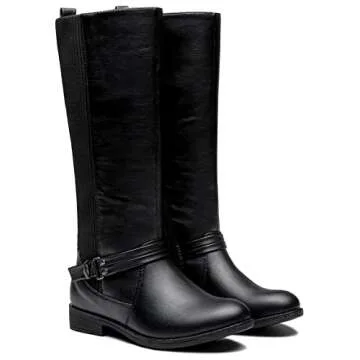 Vepose Women’s Riding Knee High Boots, Black Calf Tall Knitted Comfort Low Heel 955 Boots with Zipper, Size 7M US, (CJY955 Black 07)