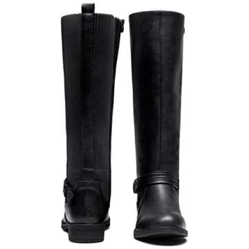Vepose Women’s Riding Knee High Boots, Black Calf Tall Knitted Comfort Low Heel 955 Boots with Zipper, Size 7M US, (CJY955 Black 07)