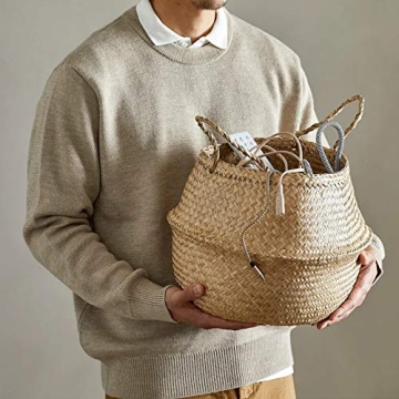 Eco-Friendly Seagrass Belly Basket for Storage and Decor