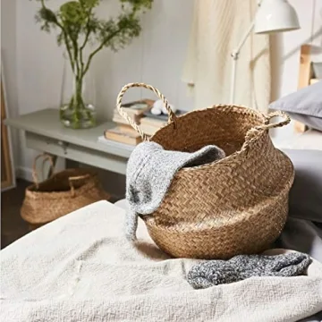 Eco-Friendly Seagrass Belly Basket for Storage and Decor