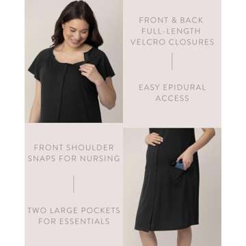Kindred Bravely Universal Labor and Delivery Gown | 3 In 1 Labor & Delivery, Postpartum Nursing Hosp...