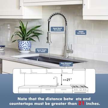 GIMILI Kitchen Faucet with Pull Down Sprayer High Arc Single Handle Spring Kitchen Sink Faucet Brush...