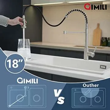 GIMILI Kitchen Faucet with Pull Down Sprayer High Arc Single Handle Spring Kitchen Sink Faucet Brushed Nickel Modern Stainless Steel Kitchen Faucets