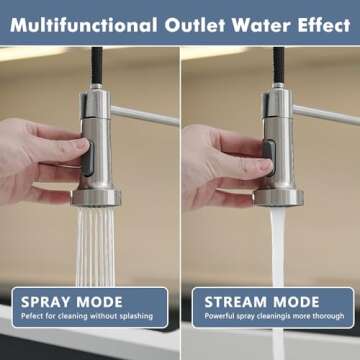 GIMILI Kitchen Faucet with Pull Down Sprayer High Arc Single Handle Spring Kitchen Sink Faucet Brushed Nickel Modern Stainless Steel Kitchen Faucets