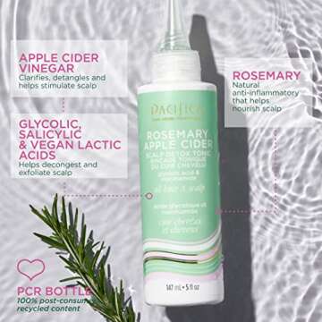 Pacifica Scalp Detox Set – Rosemary Apple Cider Tonic & Scalp Massager with Clarifying Ingredients for Dry, Flaky Scalp, Vegan & Cruelty-Free, 5 oz (Set of 2)