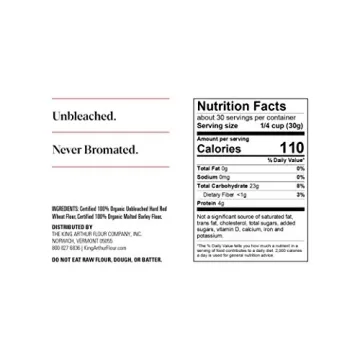 Premium King Arthur Organic Unbleached All Purpose Flour 2lbs