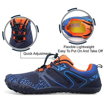 L-RUN Water Shoes for Mens Womens Swim Pool Shoes Navy M US (Women 7.5, Men 6)=EU38
