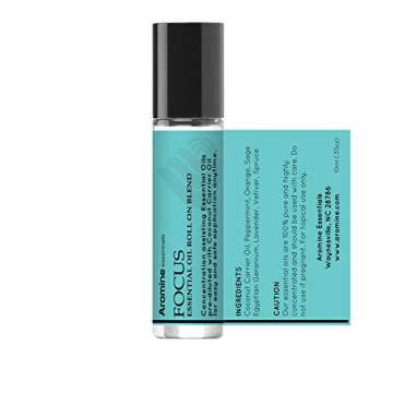 Focus Essential Oil Roll On, Pre-Diluted 10ml (1/3 fl oz), Great Studying Essentials
